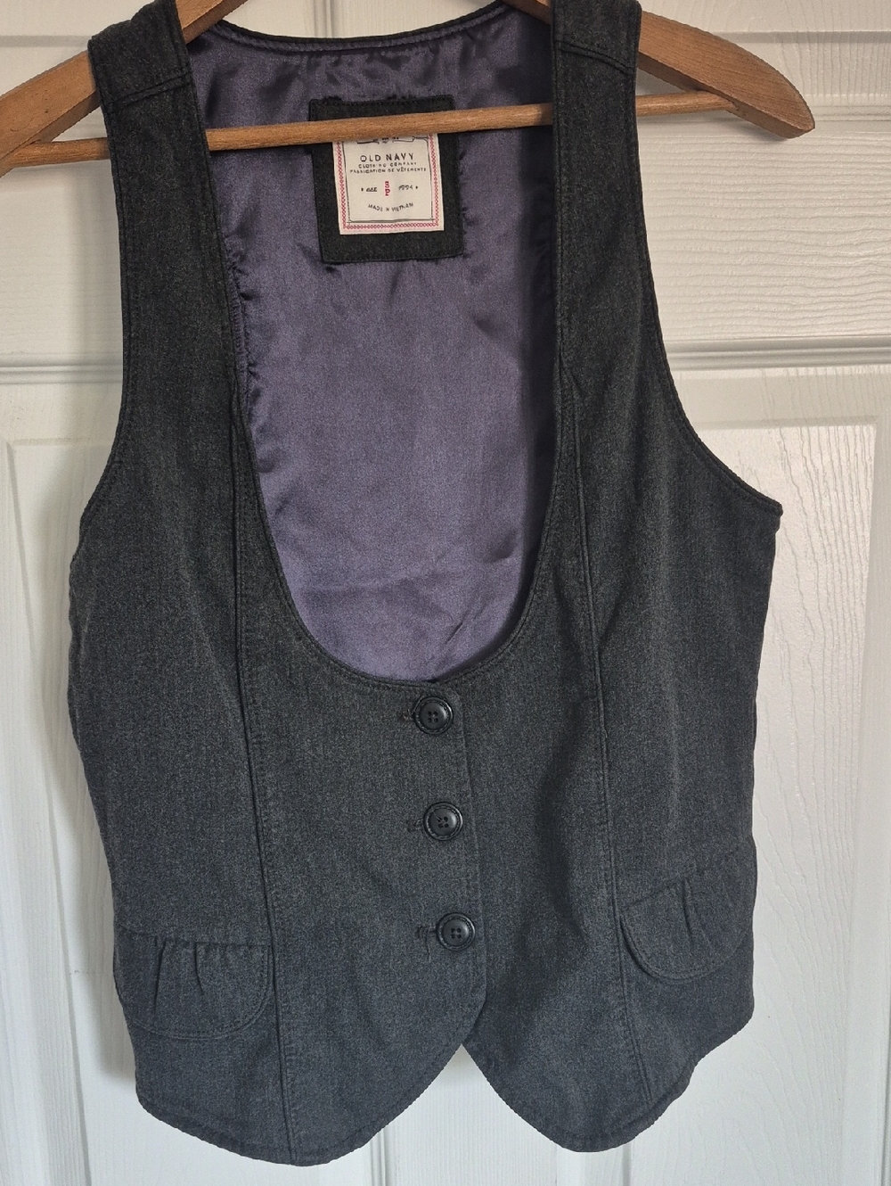 Original Y2K ! Old Navy Charcoal Gray Vest with Satin Lining